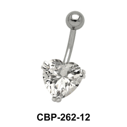 Heart Belly Prong Set CZ Crystal CBP-262-12