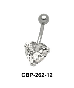 Heart Belly Prong Set CZ Crystal CBP-262-12