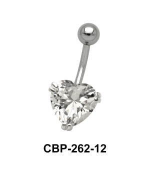 Heart Belly Prong Set CZ Crystal CBP-262-12