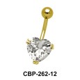 Heart Belly Prong Set CZ Crystal CBP-262-12