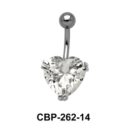 Heart Belly Prong Set CZ Crystal CBP-262-14