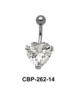 Heart Belly Prong Set CZ Crystal CBP-262-14