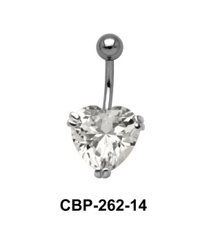 Heart Belly Prong Set CZ Crystal CBP-262-14