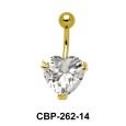 Heart Belly Prong Set CZ Crystal CBP-262-14