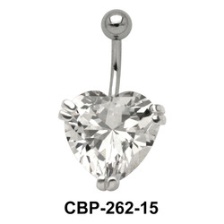 Heart Belly Prong Set CZ Crystal CBP-262-15