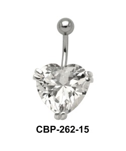 Heart Belly Prong Set CZ Crystal CBP-262-15