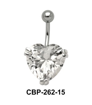 Heart Belly Prong Set CZ Crystal CBP-262-15