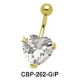 Heart Belly Prong Set CZ Crystal CBP-262-15