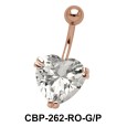 Heart Belly Prong Set CZ Crystal CBP-262-15