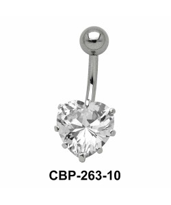 Prong Set Heart Belly CZ Crystal CBP-263-10