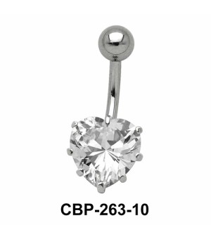 Prong Set Heart Belly CZ Crystal CBP-263-10