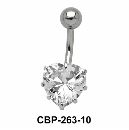 Prong Set Heart Belly CZ Crystal CBP-263-10