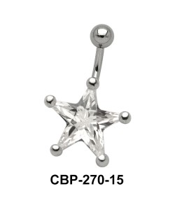 Star Belly Prong Set CZ Crystal CBP-270