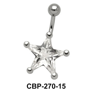 Star Belly Prong Set CZ Crystal CBP-270