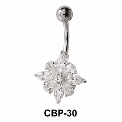 Floral Designed Stone Set Belly CZ Crystal CBP-30