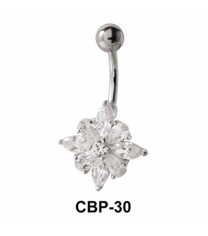 Floral Designed Stone Set Belly CZ Crystal CBP-30