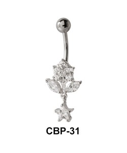 Flower Shaped CZ Belly Piercing CBP-31