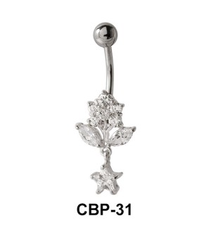 Flower Shaped CZ Belly Piercing CBP-31