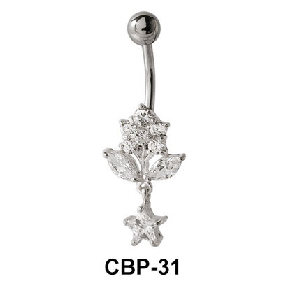 Flower Shaped CZ Belly Piercing CBP-31