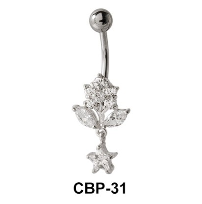 Flower Shaped CZ Belly Piercing CBP-31