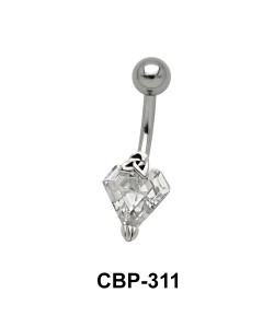 CZ Diamond Shaped Belly Piercing CBP-311