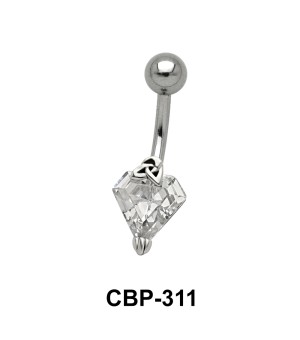 CZ Diamond Shaped Belly Piercing CBP-311