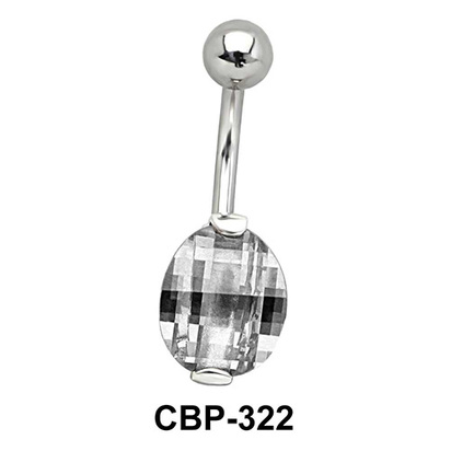 Oval Cut Stone Set belly CZ Crystal CBP-322