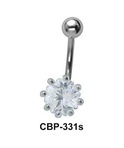 Belly Piercing with Round Cut CZ CBP-331s