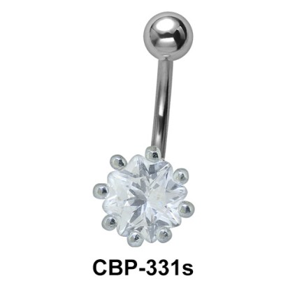 Belly Piercing with Round Cut CZ CBP-331s