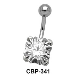 Prong Set Square Stone Belly CZ Crystal CBP-341