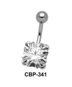 Prong Set Square Stone Belly CZ Crystal CBP-341