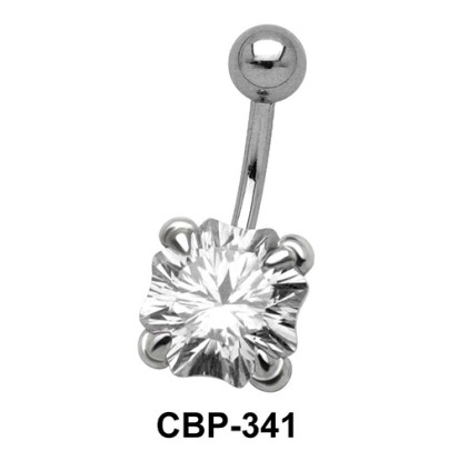 Prong Set Square Stone Belly CZ Crystal CBP-341