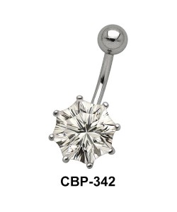 Flower Prong Set Belly CZ Crystal CBP-342