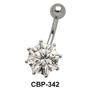 Flower Prong Set Belly CZ Crystal CBP-342