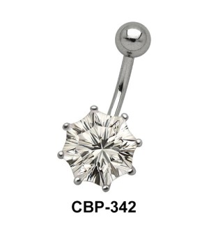 Flower Prong Set Belly CZ Crystal CBP-342