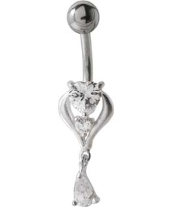 Heart CZ Belly Piercing CBP-37