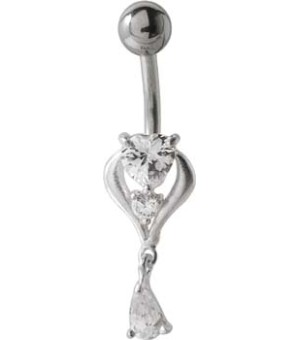 Heart CZ Belly Piercing CBP-37