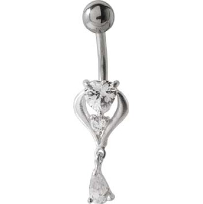 Heart CZ Belly Piercing CBP-37