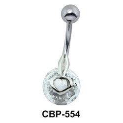 Heart Crystal Ball Belly Button Ring CBP-554