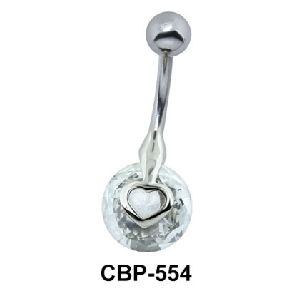 Heart Crystal Ball Belly Button Ring CBP-554