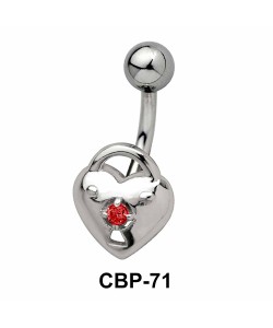 Heart and Lock Stone Set Belly Piercing CBP-71