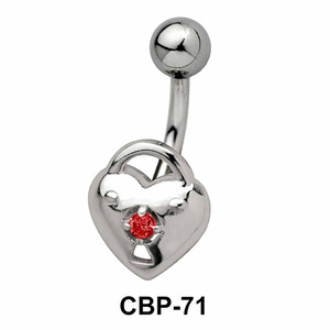 Heart and Lock Stone Set Belly Piercing CBP-71