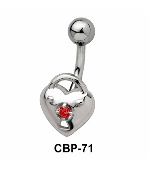 Heart and Lock Stone Set Belly Piercing CBP-71