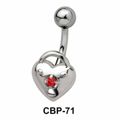 Heart and Lock Stone Set Belly Piercing CBP-71