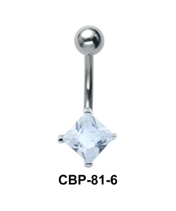 Square Cut Stone Set Belly Piercing CBP-81-6