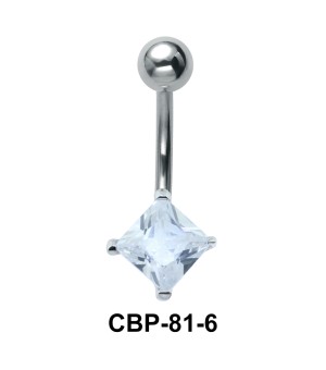 Square Cut Stone Set Belly Piercing CBP-81-6