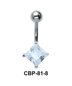 Square Cut Stone Set Belly Piercing CBP-81-8