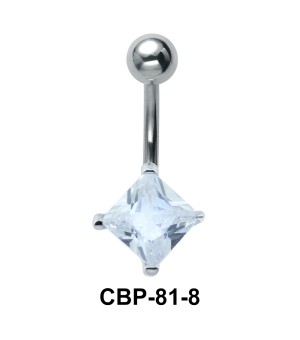 Square Cut Stone Set Belly Piercing CBP-81-8