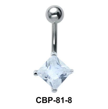 Square Cut Stone Set Belly Piercing CBP-81-8