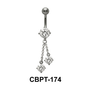 CZ Dangling Belly Piercing with Titanium Bar CBPT-174